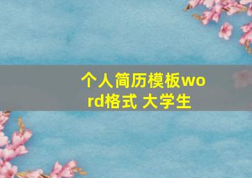 个人简历模板word格式 大学生